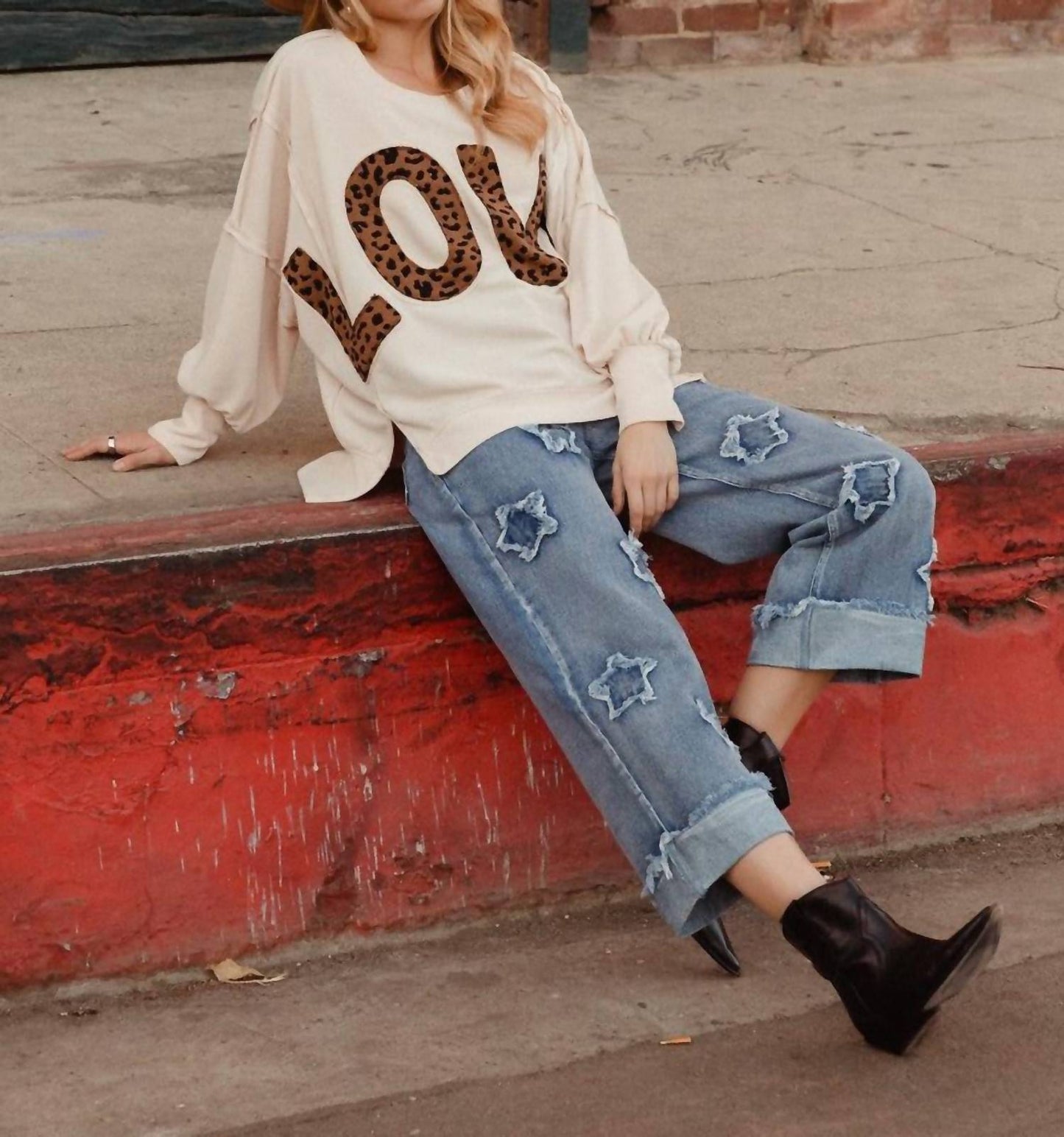 Bibi - Denim Washed Star Patched Jeans