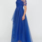 Theia - Atlas Shawl Draped Gown