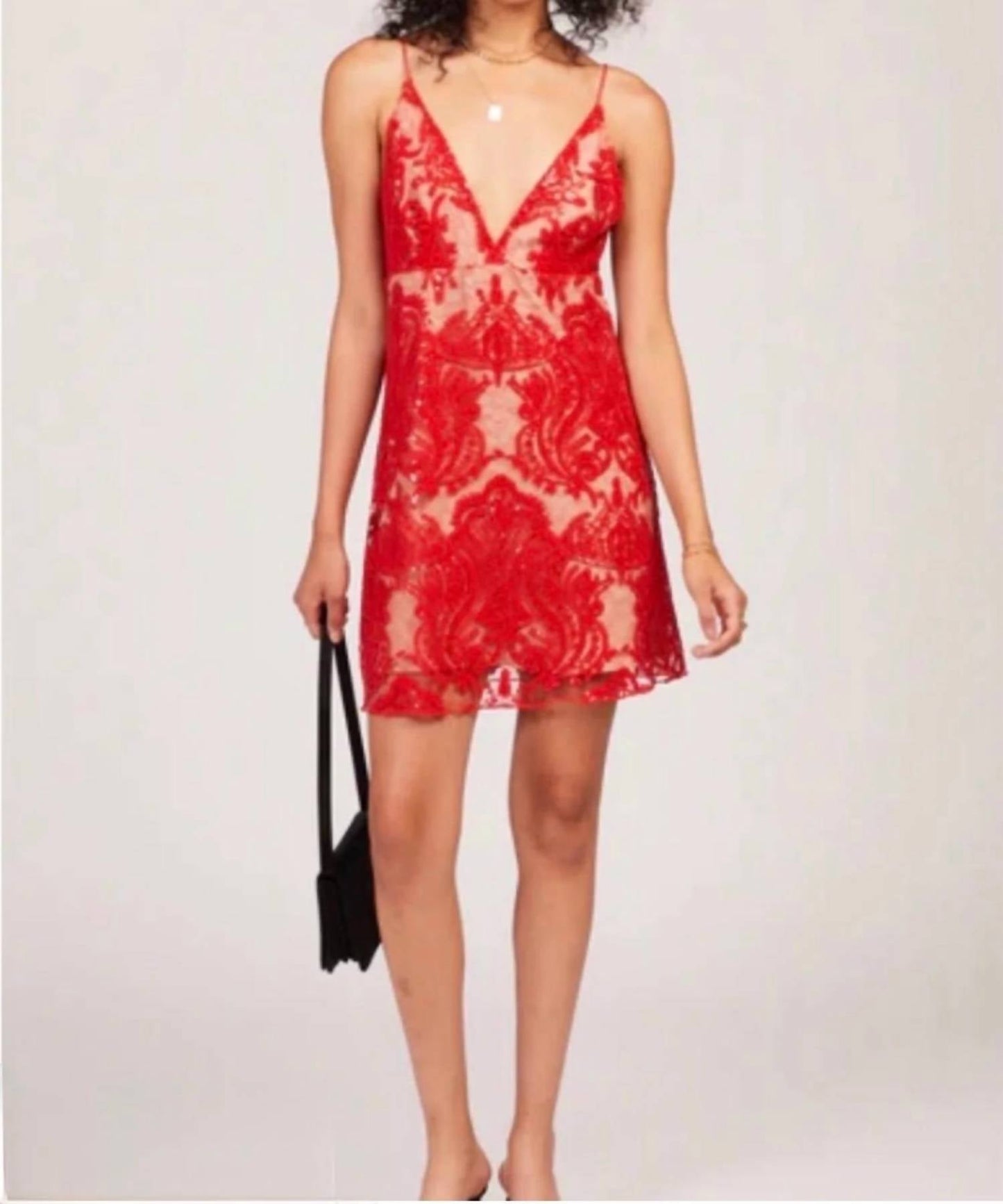 Free People - Night Shimmers Lace Sequined Mini Dress