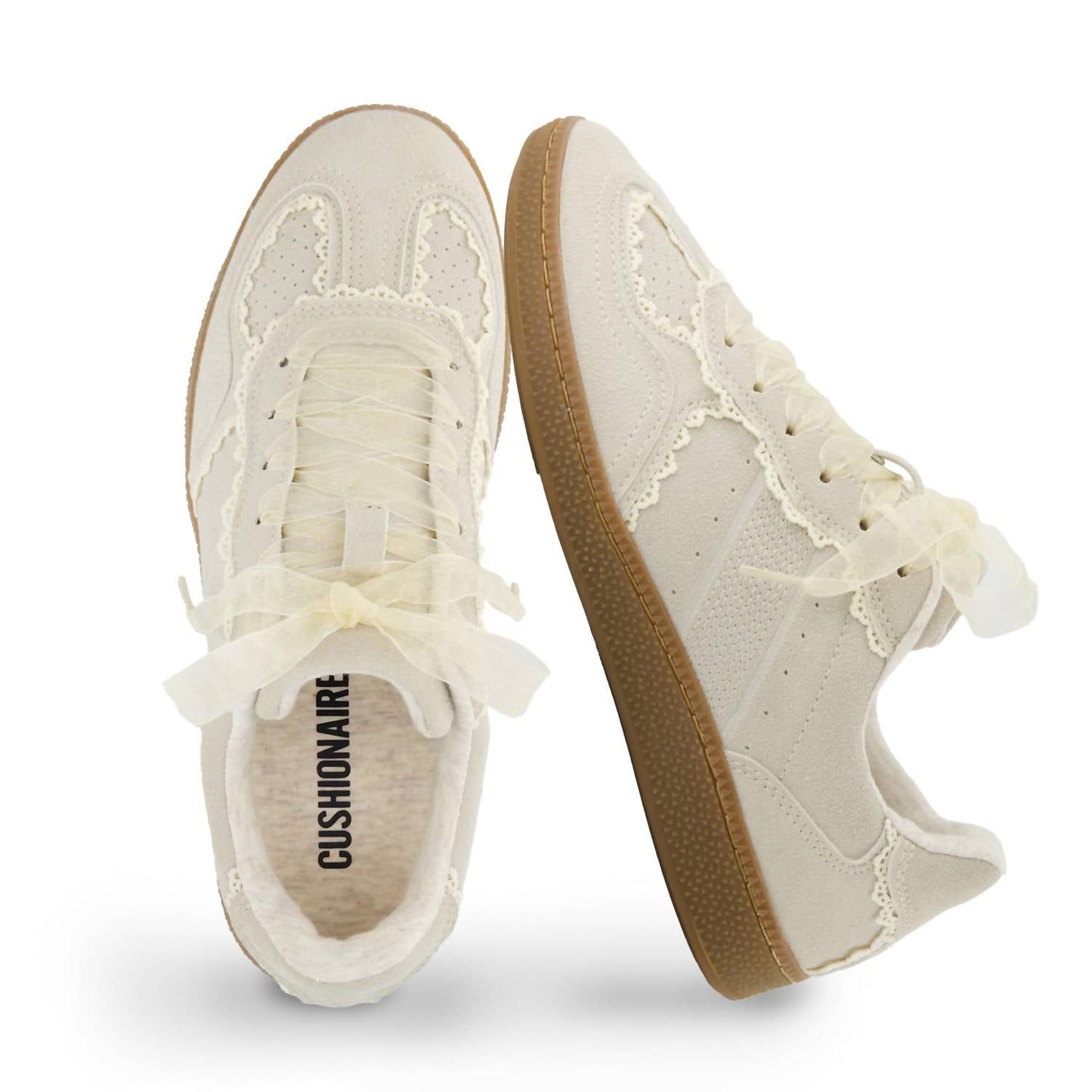 Cushionaire - Women’s Belinda Lace Detail Casual Sneakers