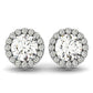 14k White Gold Four Prong Round Halo Diamond Earrings (1 1/6 cttw)