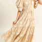 Hyfve - Leaf Print Puff Sleeve Tiered Midi Dress