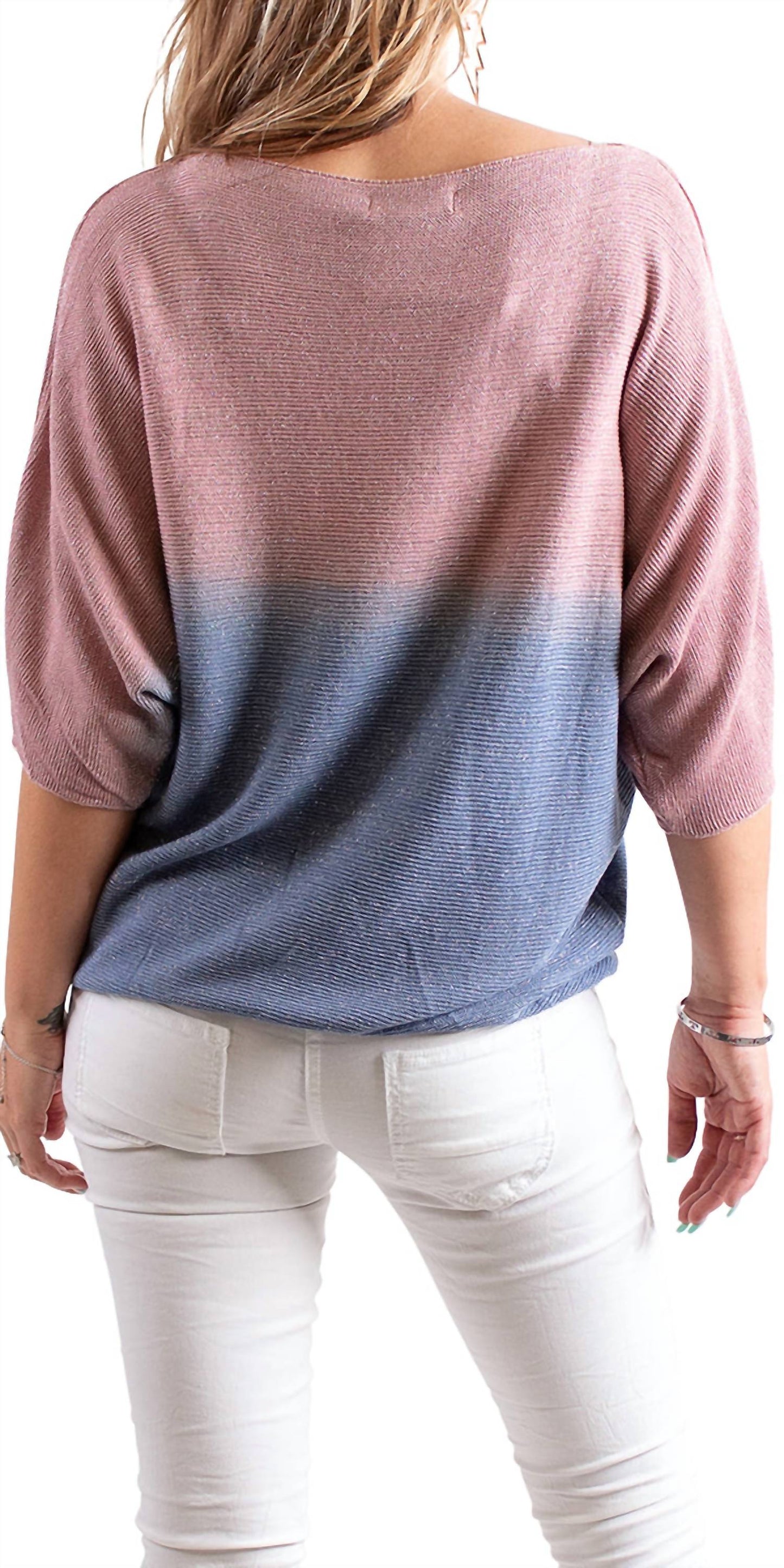 Gigi Moda - Aliba 2-Tone Sparkle Light Knit Sweater