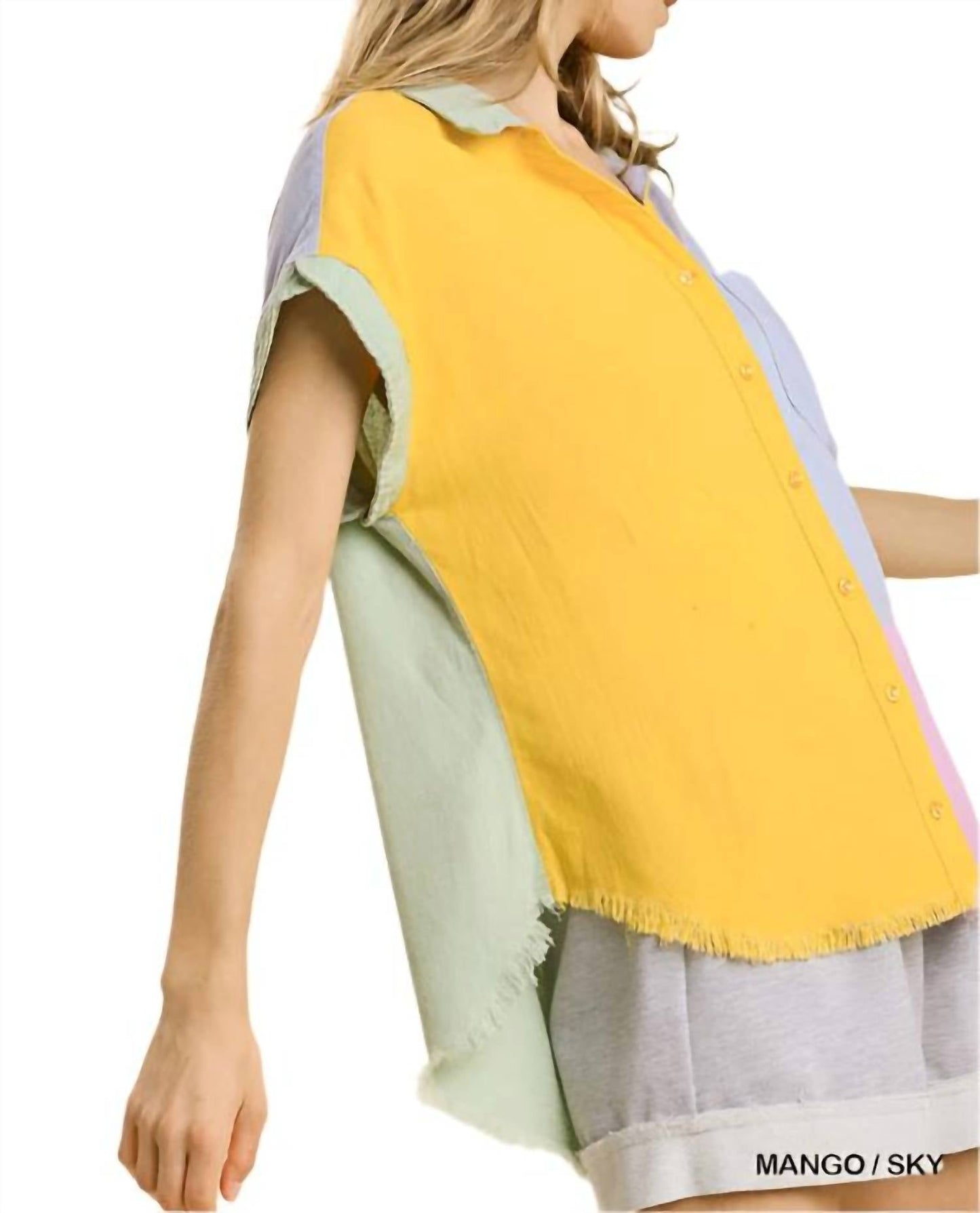 Umgee - Color Block Gauze Top