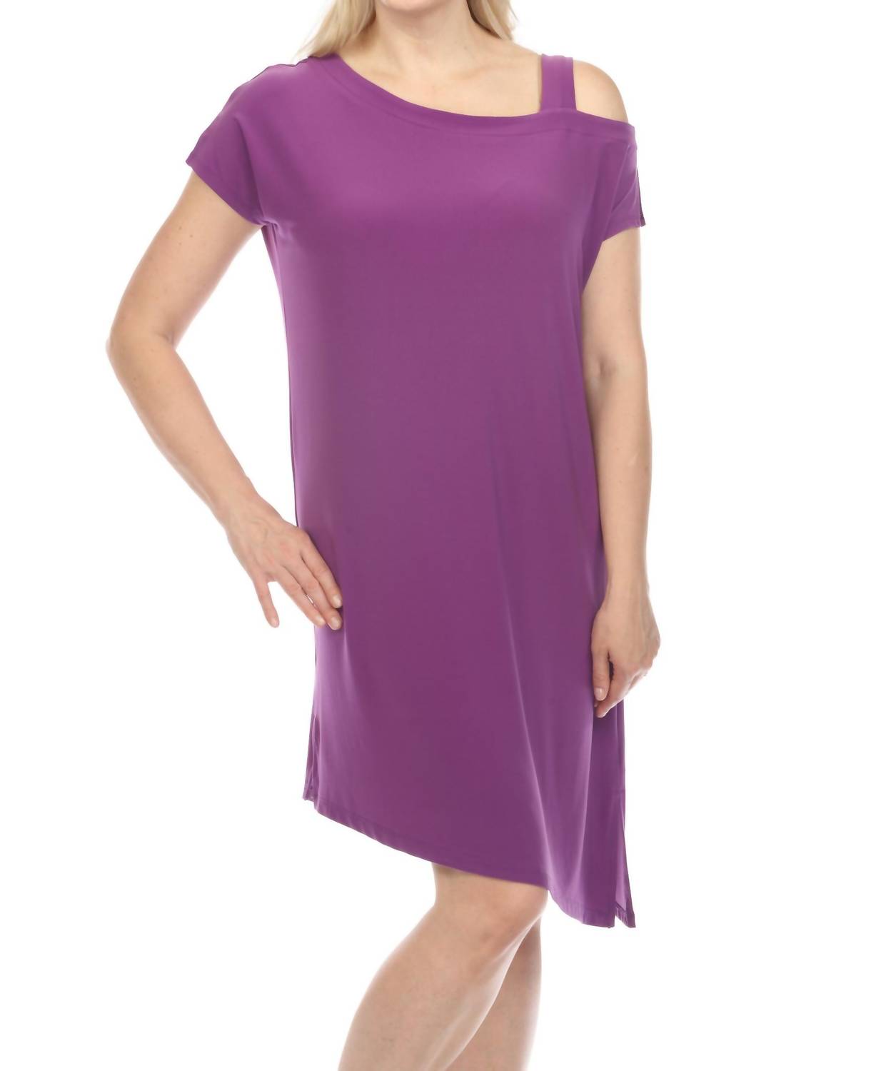 Joseph Ribkoff - Cold-shoulder Asymmetric Shift Dress