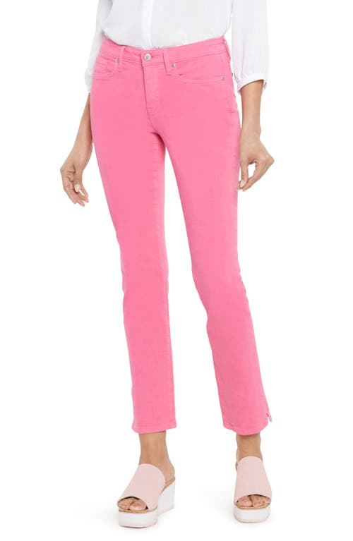 NYDJ Sheri Side Slit Slim Ankle Jeans in Pink Peony, Size 4