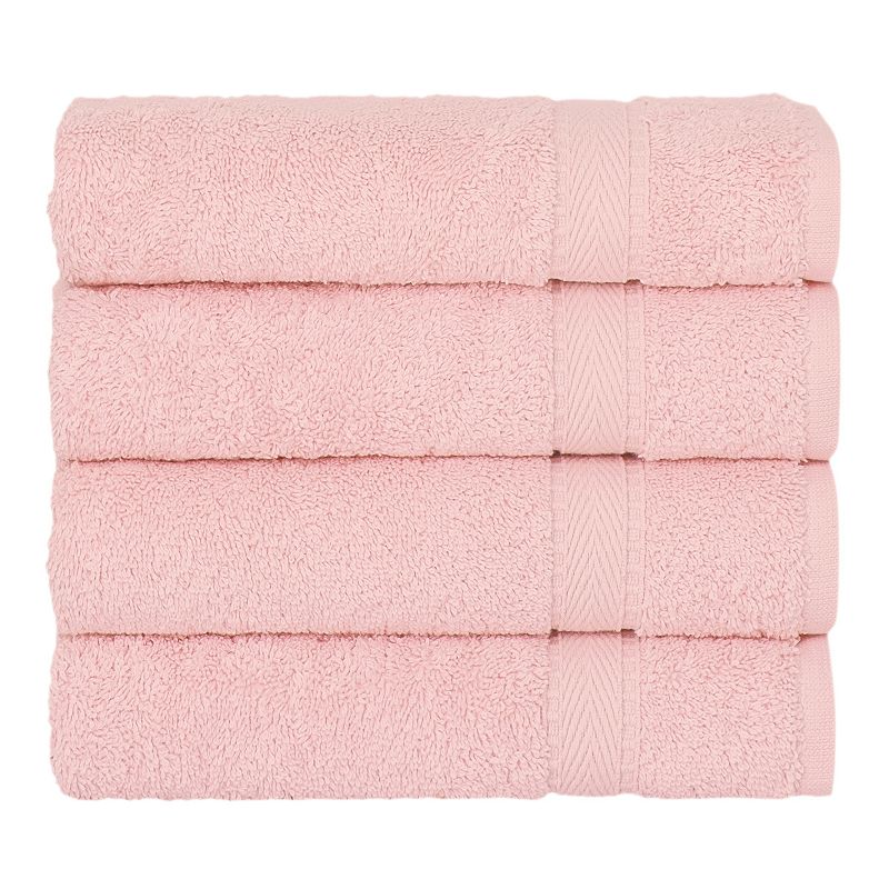 Turkish Cotton Sinemis Terry Hand Towel Set  Pink Set of 4