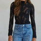 By Together - Women's Knit Seamless Jacquard Mock Neck Long Sleeve Top