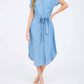 Blu Pepper - Belted Button Down Midi Shirt Dress