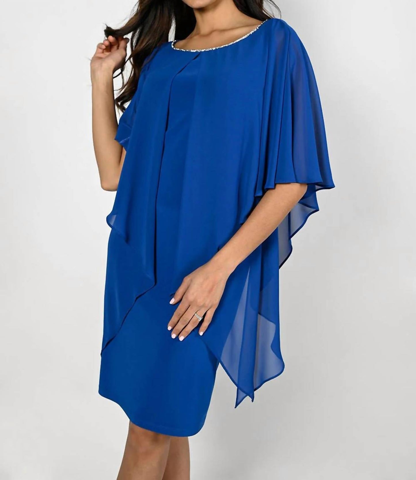 Frank Lyman - Woven Dress With Chiffon Overlay