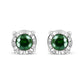 Sterling Silver Rose Cut Treated Green Diamond Solitaire Stud Earrings (0.25 cttw, Green Color, I2-I3 Clarity)