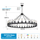 64 Inch Matte Black Wagon Wheel Chandelier With 30 Lights