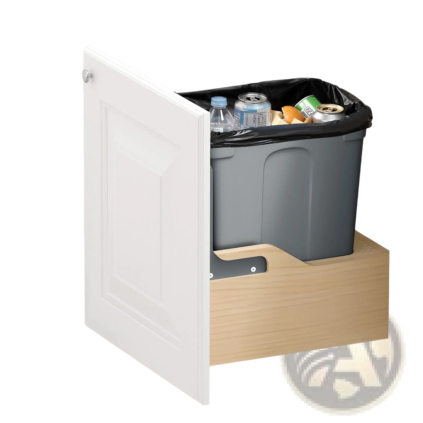 35qt Pullout Waste Container Soft Close Wood Frame