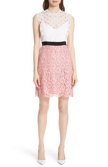 womens-sandro-mixed-lace-dress-size-6-us-38-fr-white