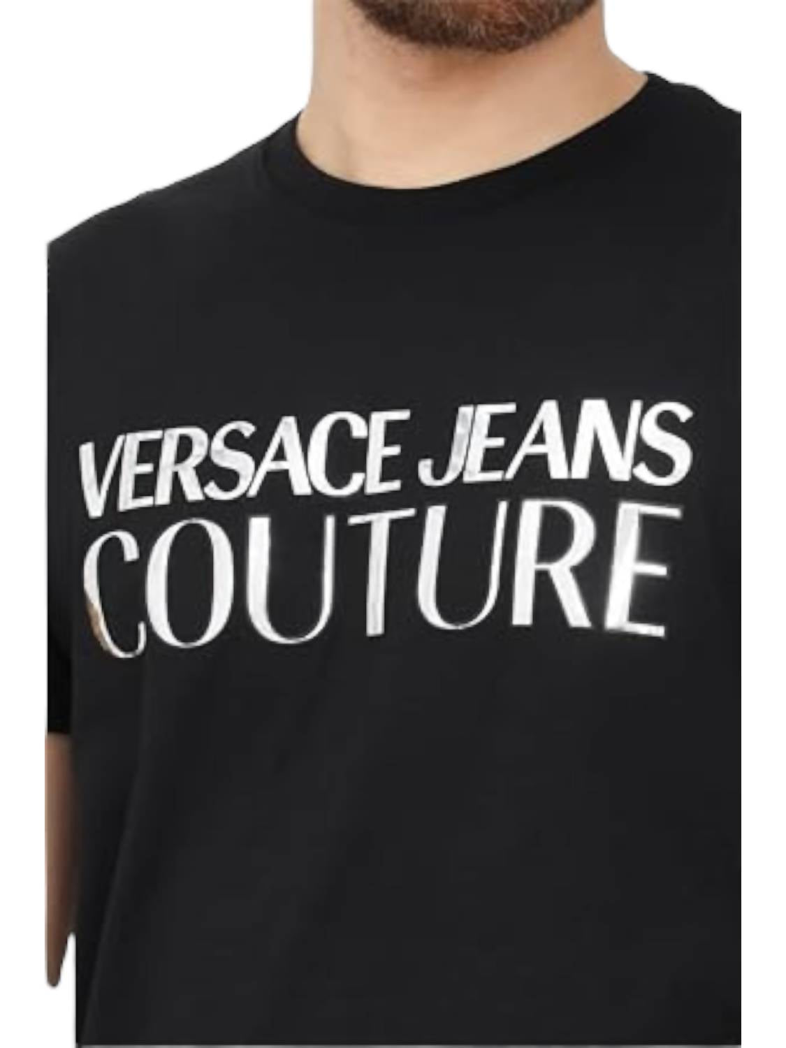 Versace - पुरुषों की सिल्वर लोगो शर्ट