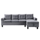 Modern Sectional Sofa Set with L Shape Chaise Lounge and Storage in Grey Velvet Fabric