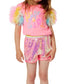 Billieblush - Girls Happy Girl Ruffle Tulle Sleeves Tee