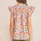 Entro - Floral Ruffle Sleeve Top