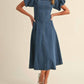Klesis - Denim Puff Sleeve A-Line Midi Dress