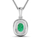 1.50 Carat Genuine Zambian Emerald and White Diamond 14K White Gold Pendant