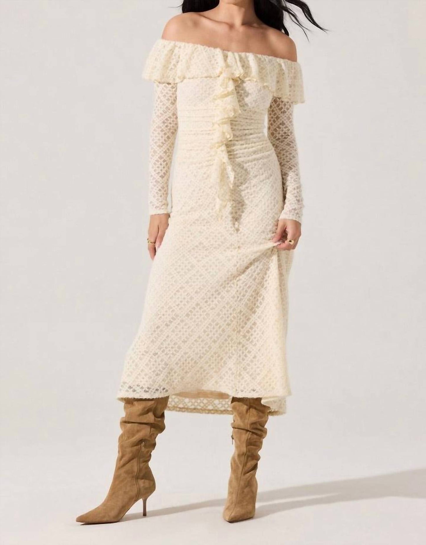 Astr - Dorian Ruffle Off Shoulder Dress