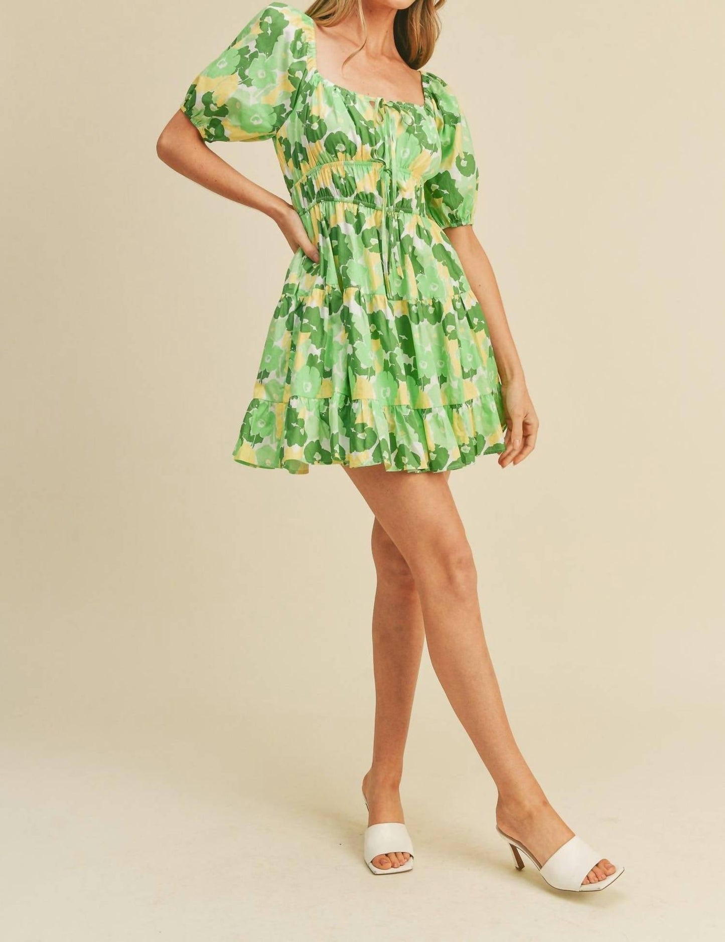 &Merci - Floral Print Tiered Mini Dress