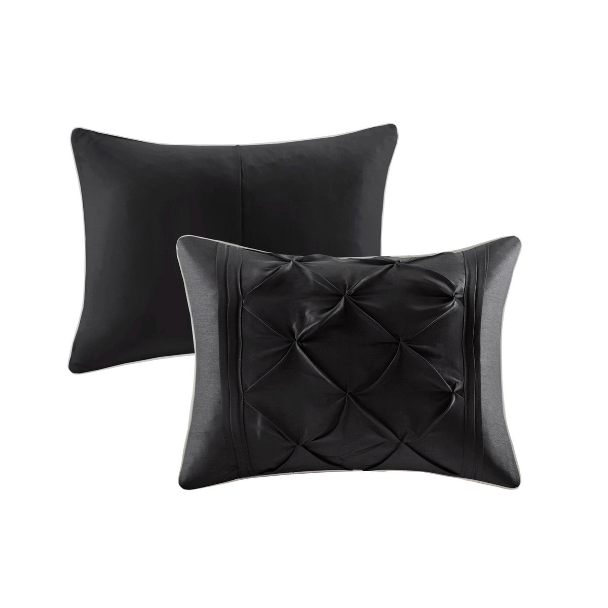 7 Piece Tufted Comforter Set Black King
