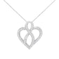 14K White Gold 1/4 cttw Round Cut Diamond Heart and Ribbon Center Pendant Necklace (H-I, I1-I2)