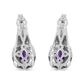 .925 Sterling Silver 8x6 MM Natural Oval Purple Amethyst Gemstone and Diamond Accent Art Deco Style Drop and Dangle Earrings (I-J Color, I1-I2 Clarity)
