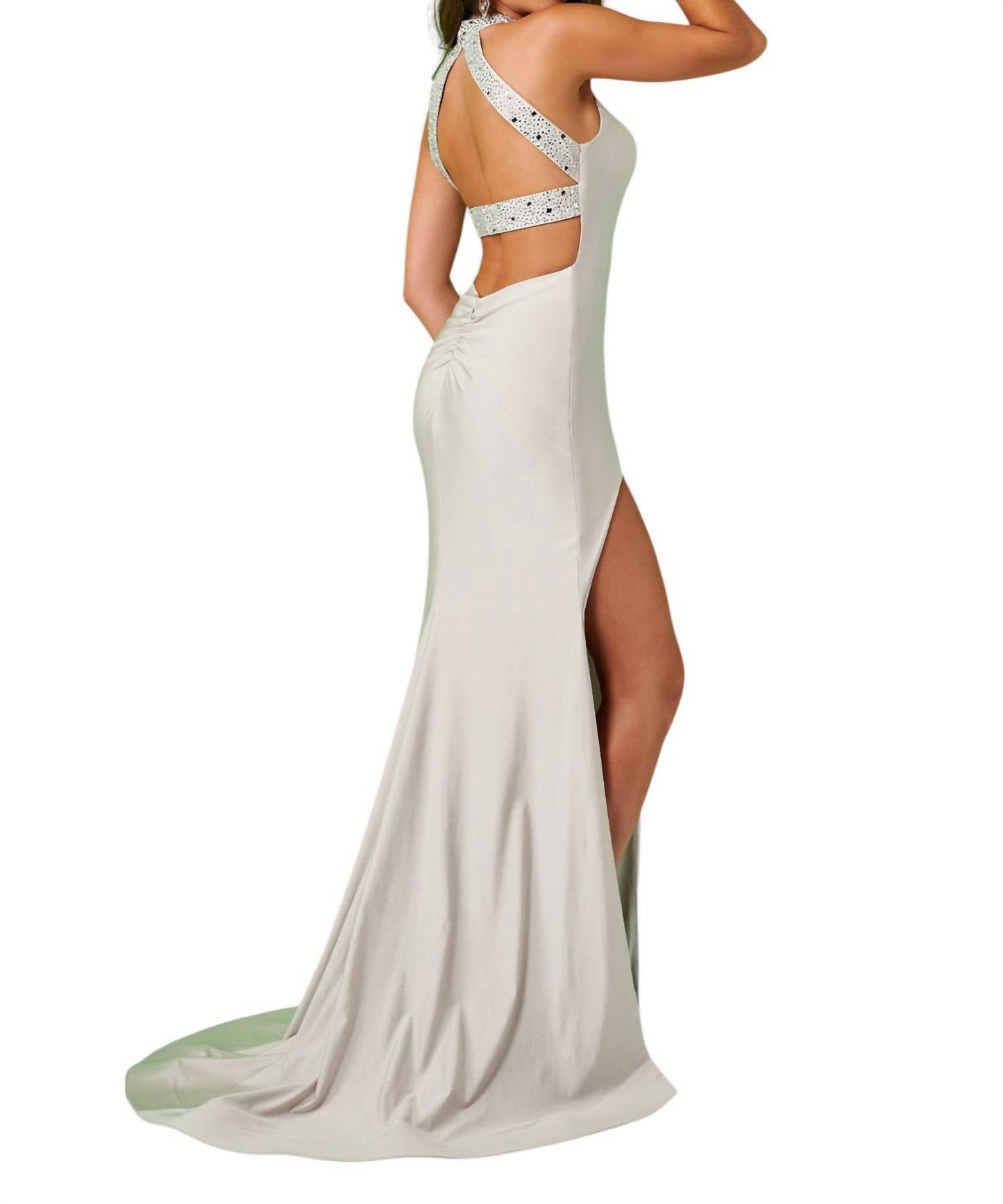 Rachel Allan - Beaded High Neckline Prom Dress