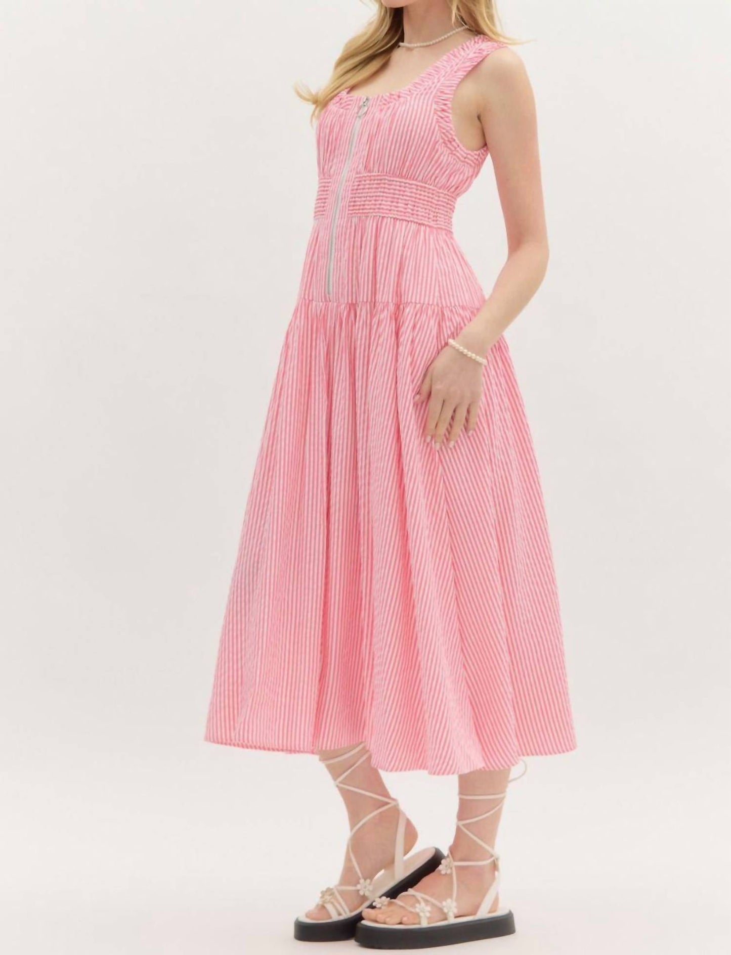 Entro - Striped Zipper Dress