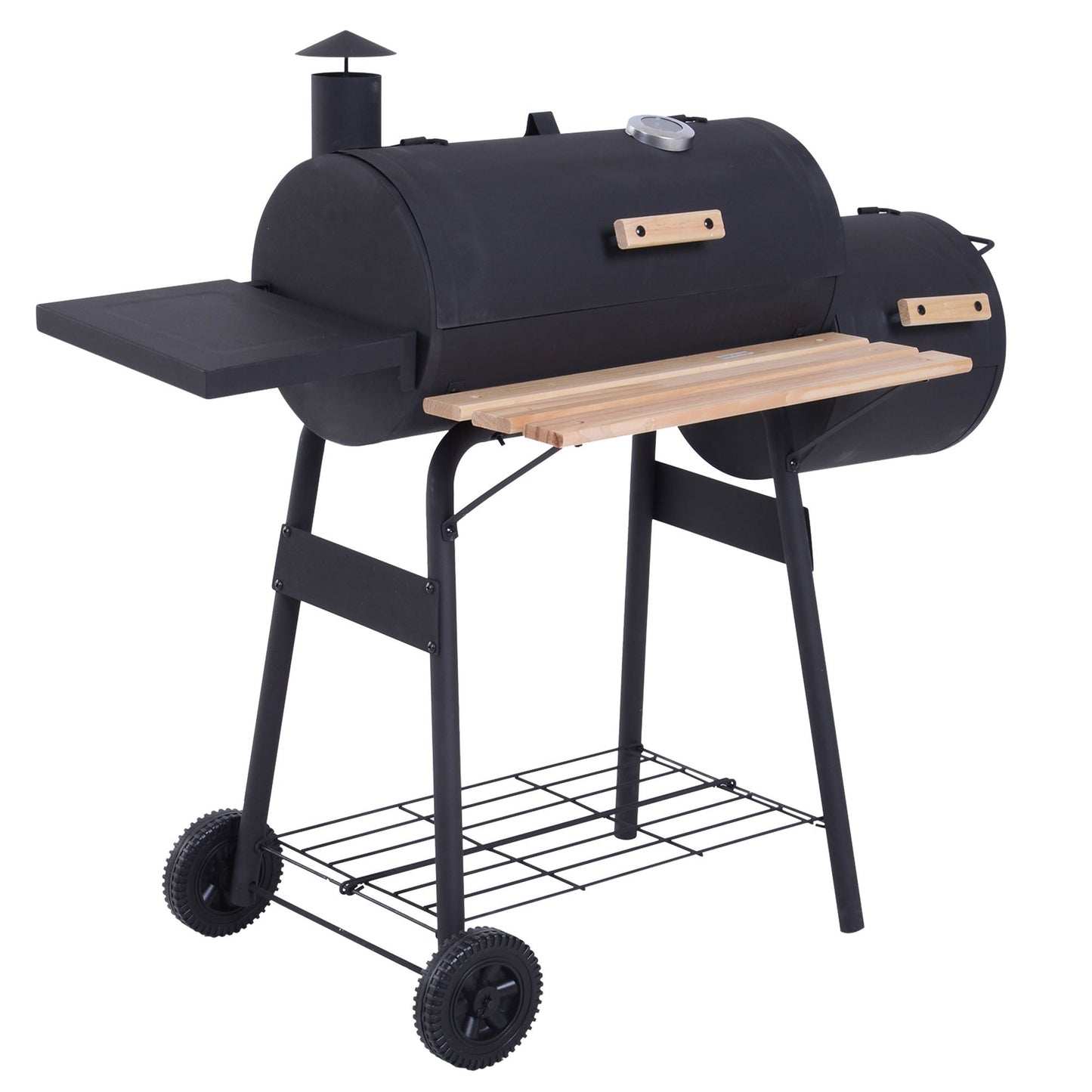 आउटसनी 48' स्टील पोर्टेबल बैकयार्ड चारकोल BBQ ग्रिल और ऑफसेट स्मोकर कॉम्बो