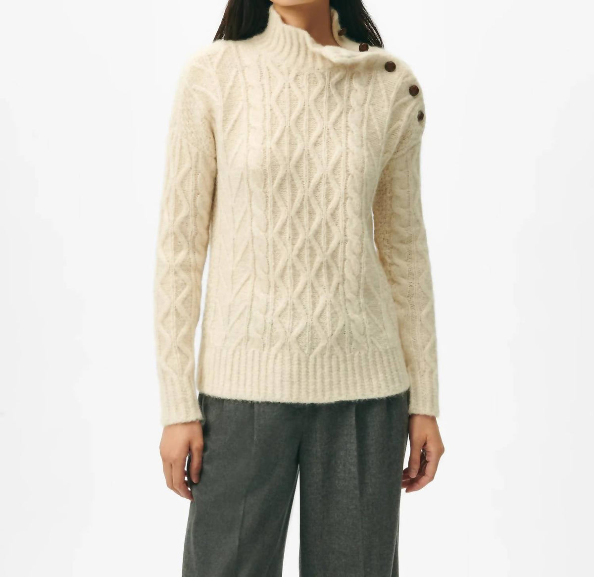 Brooks Brothers - Funnel Neck Aran Llama Blend Sweater