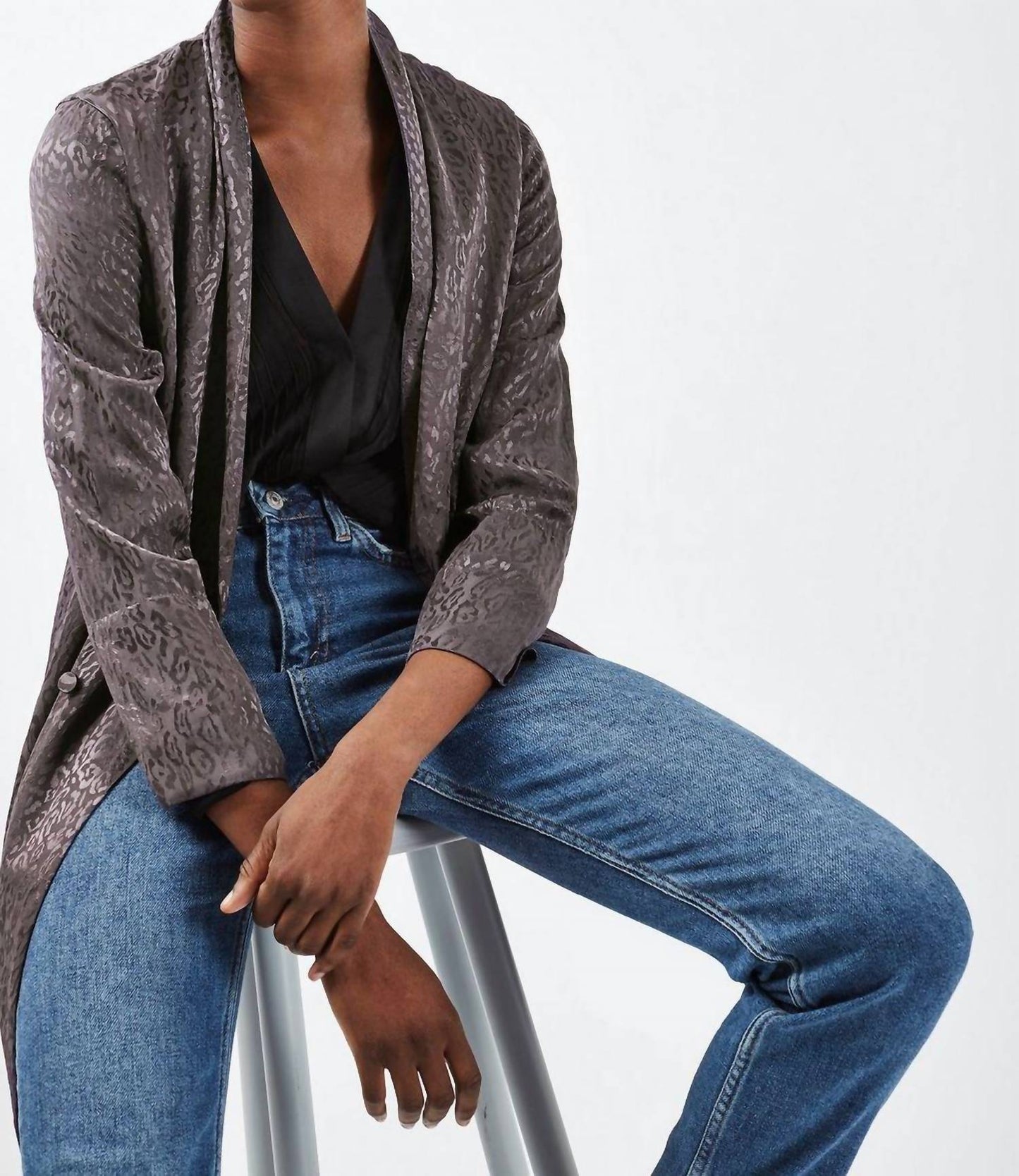 Topshop - Leopard Print Jacquard Soft Blazer