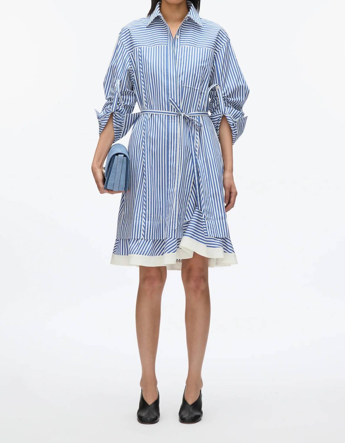3.1 Phillip Lim - Striped Chiffon Cascade Shirt Dress