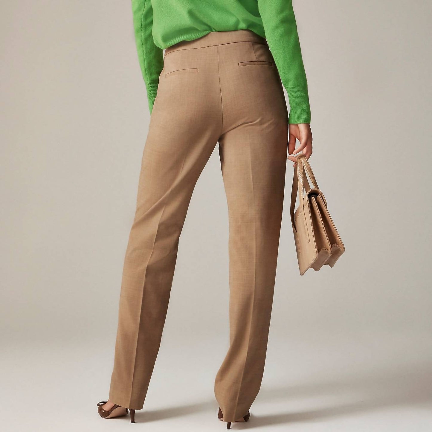 J.Crew - इटैलियन बी-स्ट्रेच वूल ब्लेंड में फुल-लेंथ केट पैंट - टॉल