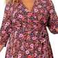 Leota Women's Perfect Floral Faux Wrap Dress Red Size 2X
