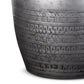 Johnsen 15 Inch Wide Tribal Pattern Metal Accent Table in Antique Silver