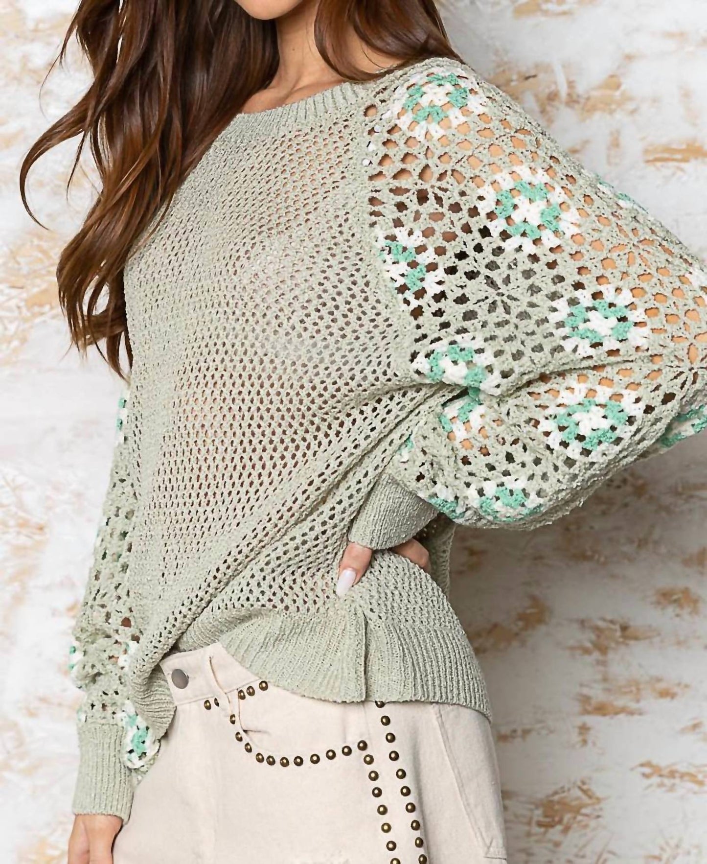 Pol - Good Energy Patchwork Crochet Sweater