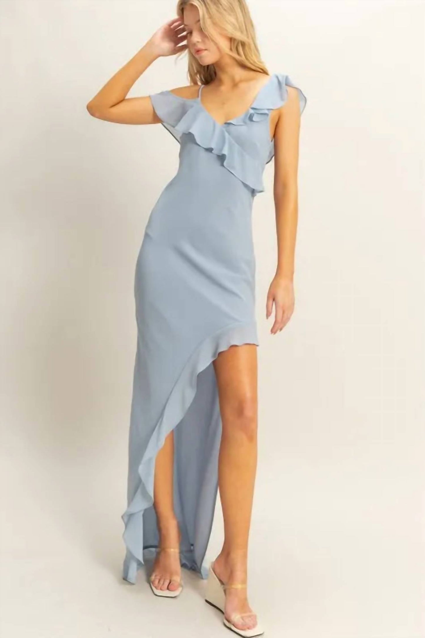 Trendsi - Hyfve Chiffon Ruffle Trim Midi Dress