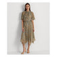 Lauren Ralph Lauren Light Blue Paisley Tie Neck Midi Dress