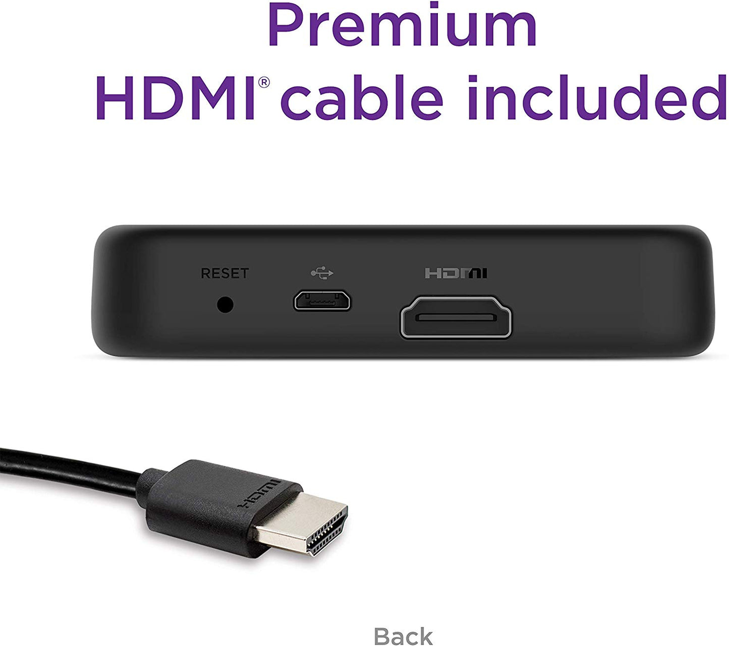 Roku Premiere HD/4K/HDR स्ट्रीमिंग मीडिया प्लेयर सिंपल रिमोट और प्रीमियम HDMI केबल
