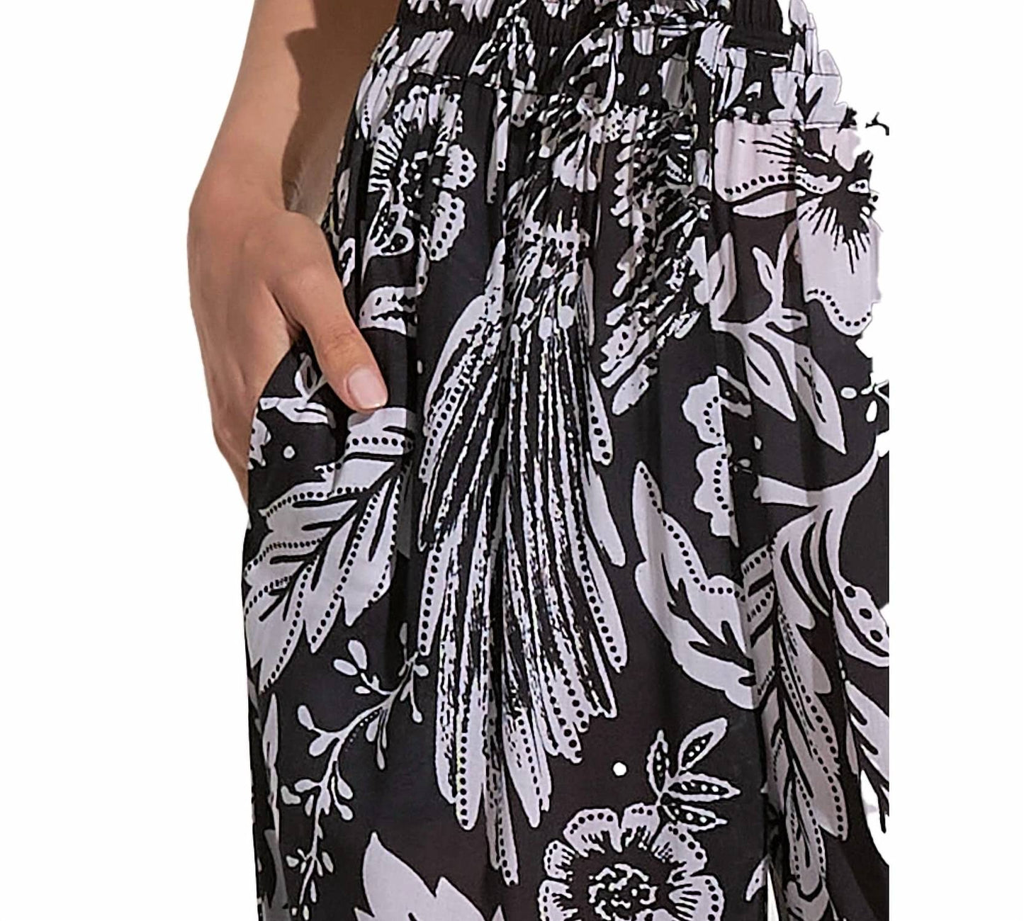 Elan - Floral Cascade Flowy Wide Leg Pants