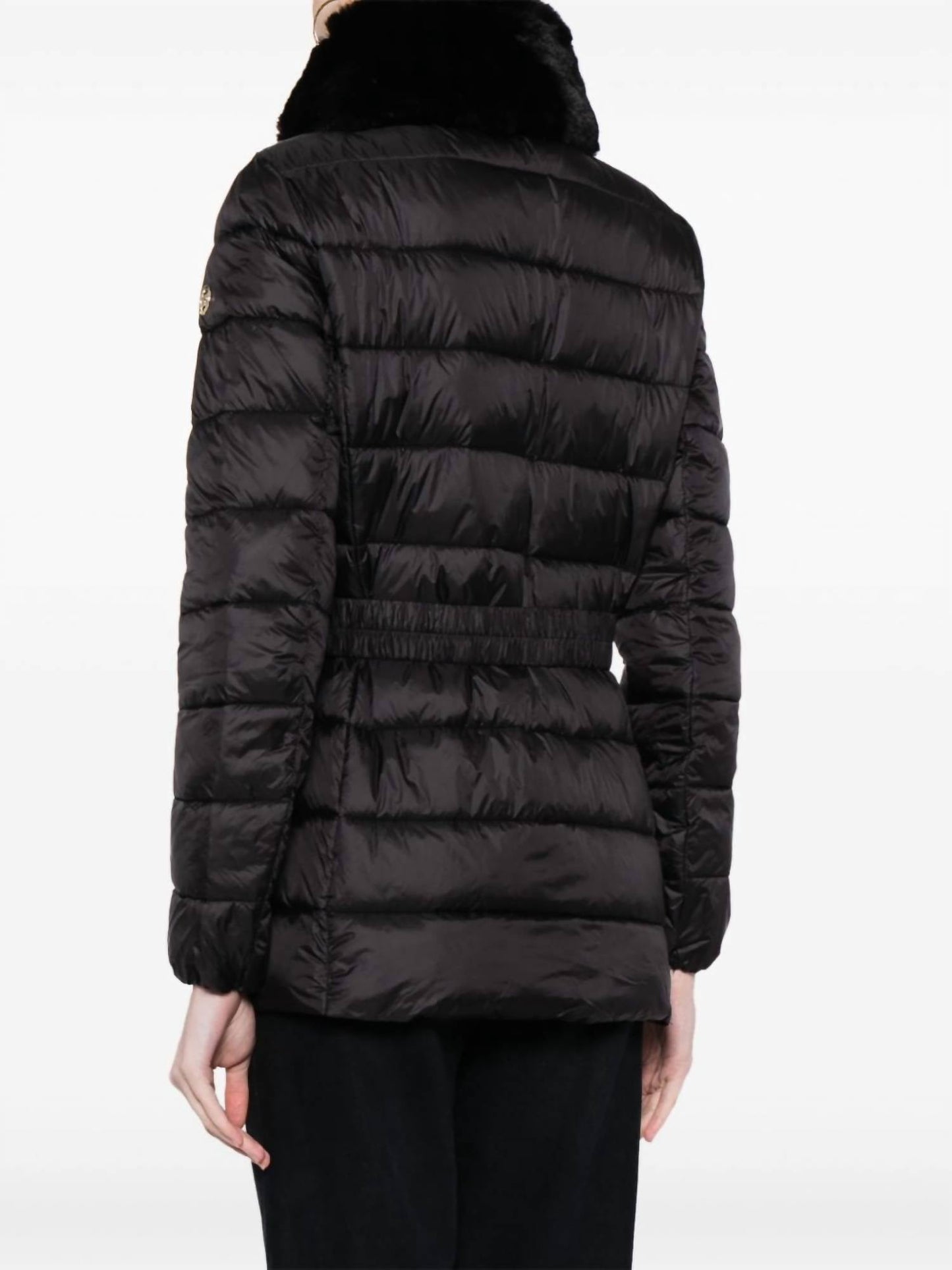 Michael Kors - Faux Fur Collar Belted Lightweight Down Puffer Coat