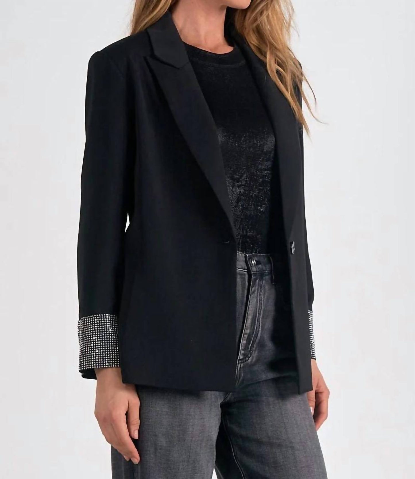 Elan - Eloise Rhinestone Cuffs Blazer