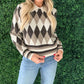 Aaron & Amber - Argyle Pattern Collar Sweater Top