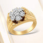 Men's 14K Yellow Gold Plated .925 Sterling Silver 1/3 Cttw Miracle-Set Floral Diamond Cluster Ring (I-J Color, I1-I2 Clarity) - Size 10