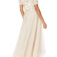 Adrianna Papell - Short Sleeve Embroidered Sequined High Low Hem Mesh Dress