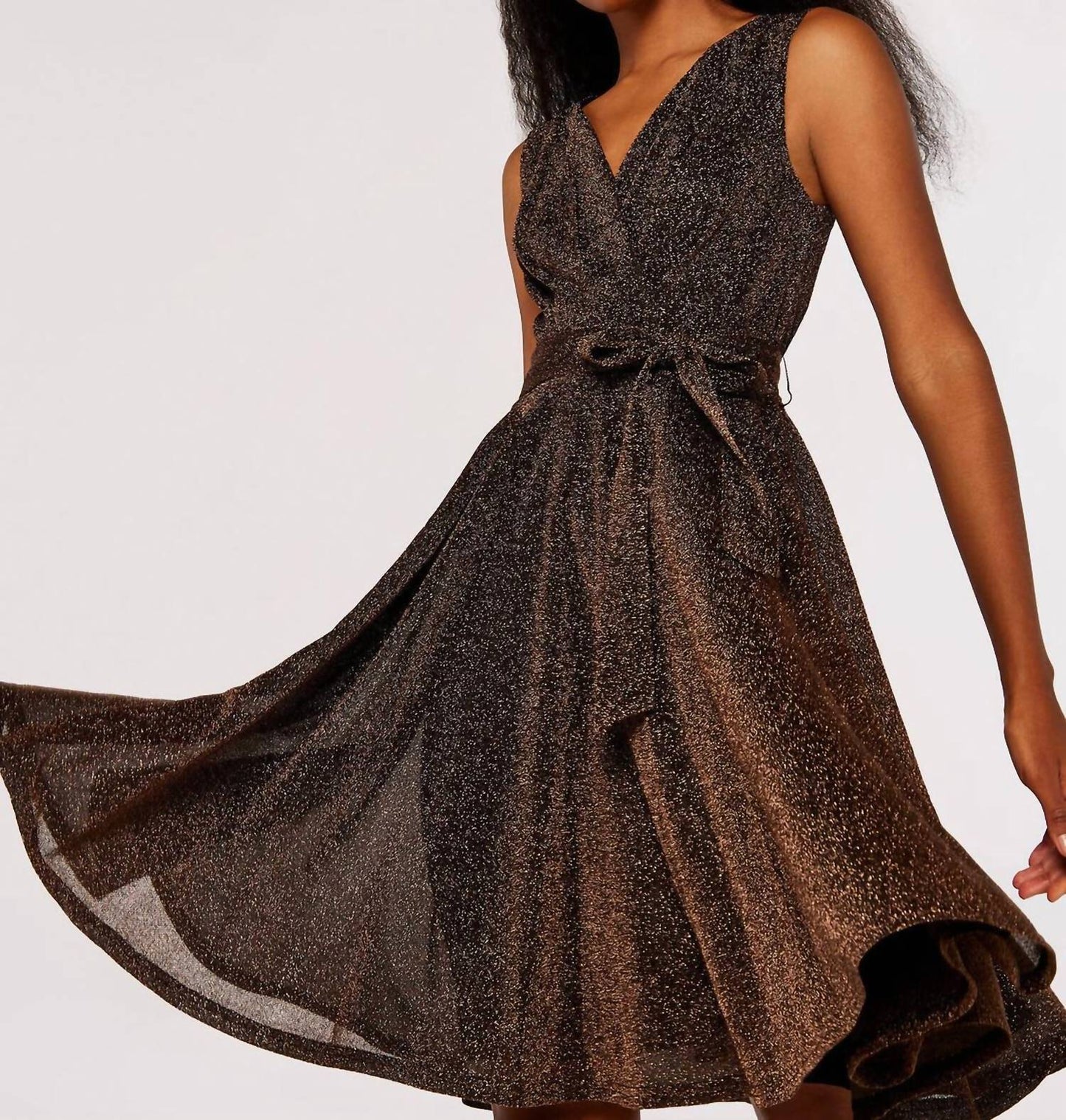 Apricot - Women's Lurex Fit & Flare Dress