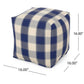 Connor Checkered Square Pouf Ottoman and Floor Cushion Ivory Navy
